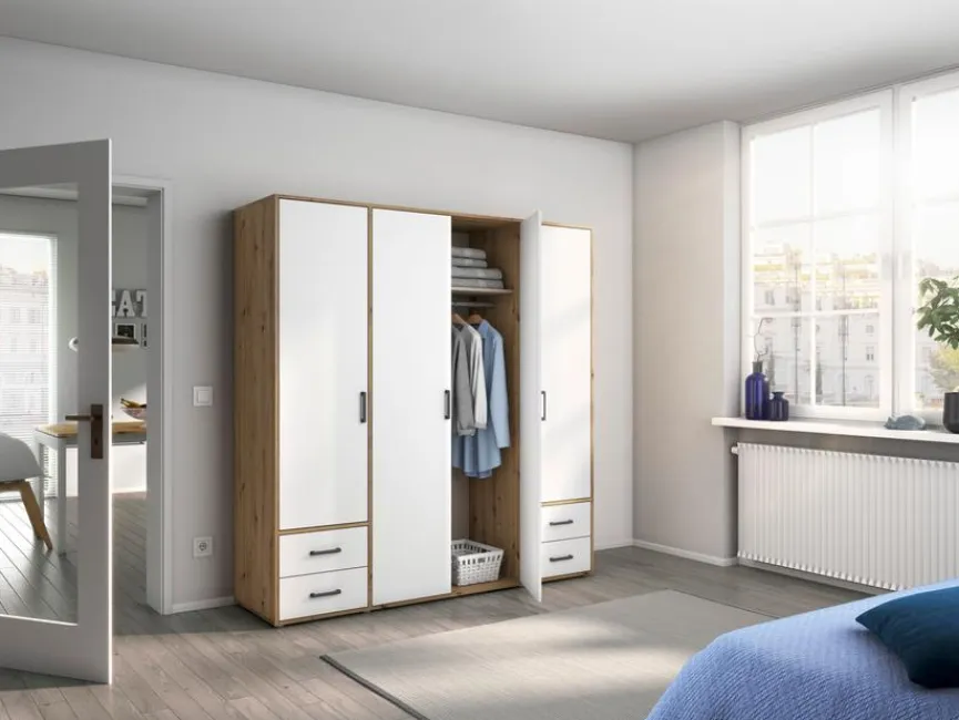 Best rauch BLUE Kleiderschrank Voyager 187 x 194 cm Alpinweiß / Eiche Artisan