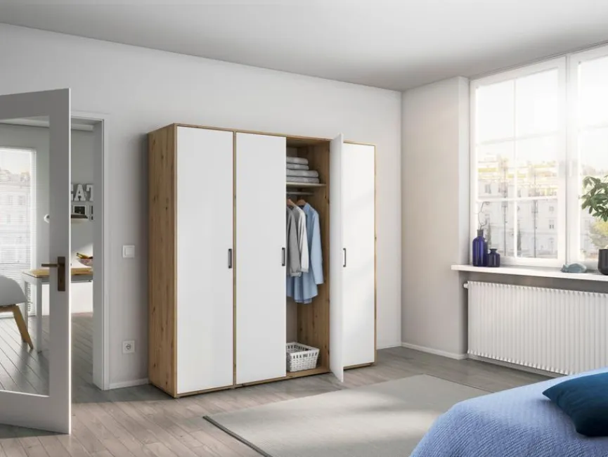 Hot rauch BLUE Kleiderschrank Voyager 187 x 194 cm Alpinweiß / Eiche Artisan