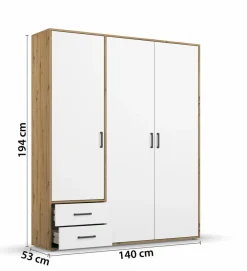 Outlet rauch BLUE Kleiderschrank Voyager 140 x 194 cm Alpinweiß