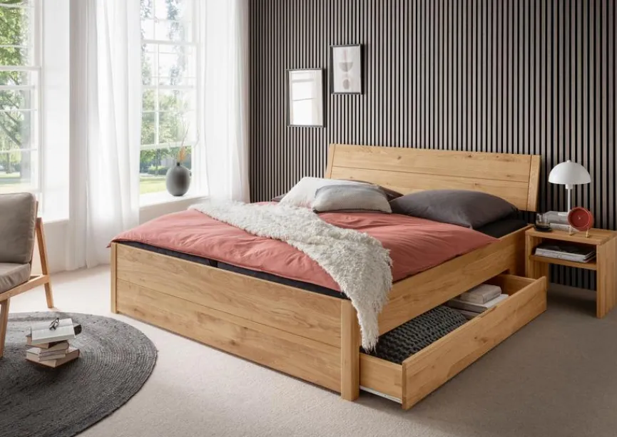 Clearance G+K Massivholzbett BE-0829 180 x 200 cm Braun