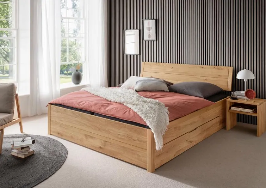 Clearance G+K Massivholzbett BE-0829 180 x 200 cm Braun