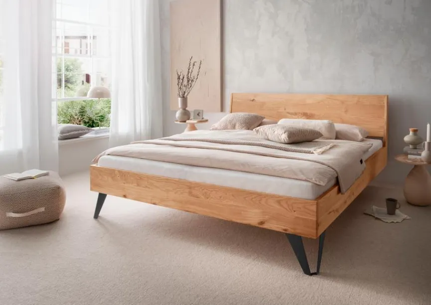 Sale G+K Massivholzbett BE-0823 200 x 200 cm Wildeiche