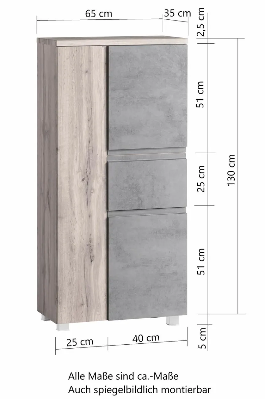 Online Held-Möbel Midischrank Monza Eiche / Beton