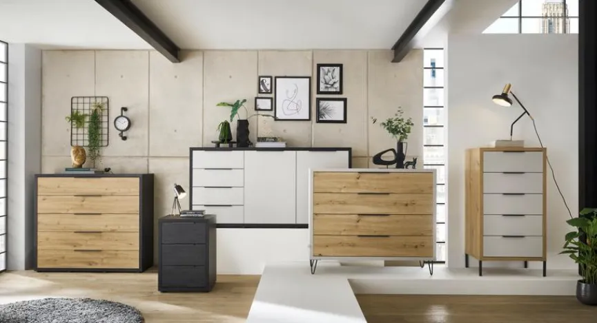 Outlet Mäusbacher Nachttisch Clyde Grau / Asteiche