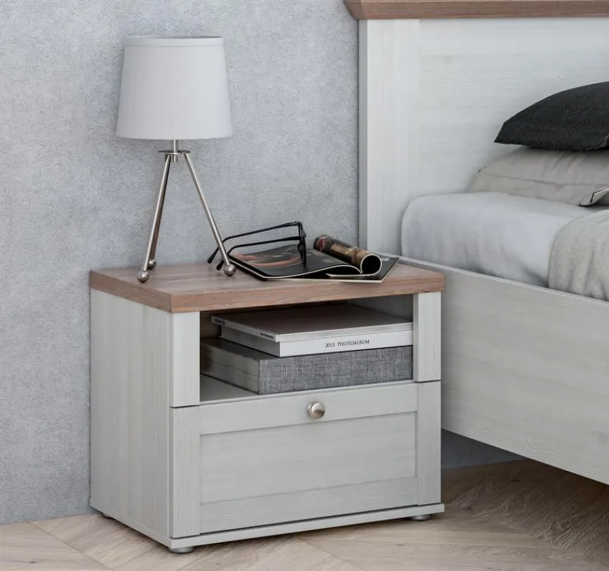 Clearance FORTE Nachttisch Iloppa SZ Weiß