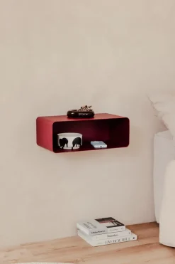 Online Metallbude Nachttisch Nelio Weinrot