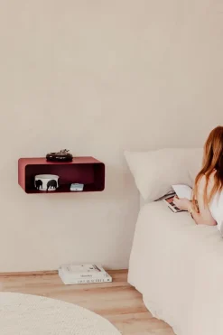 Online Metallbude Nachttisch Nelio Weinrot