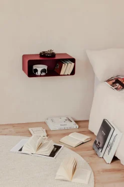 Online Metallbude Nachttisch Nelio Weinrot