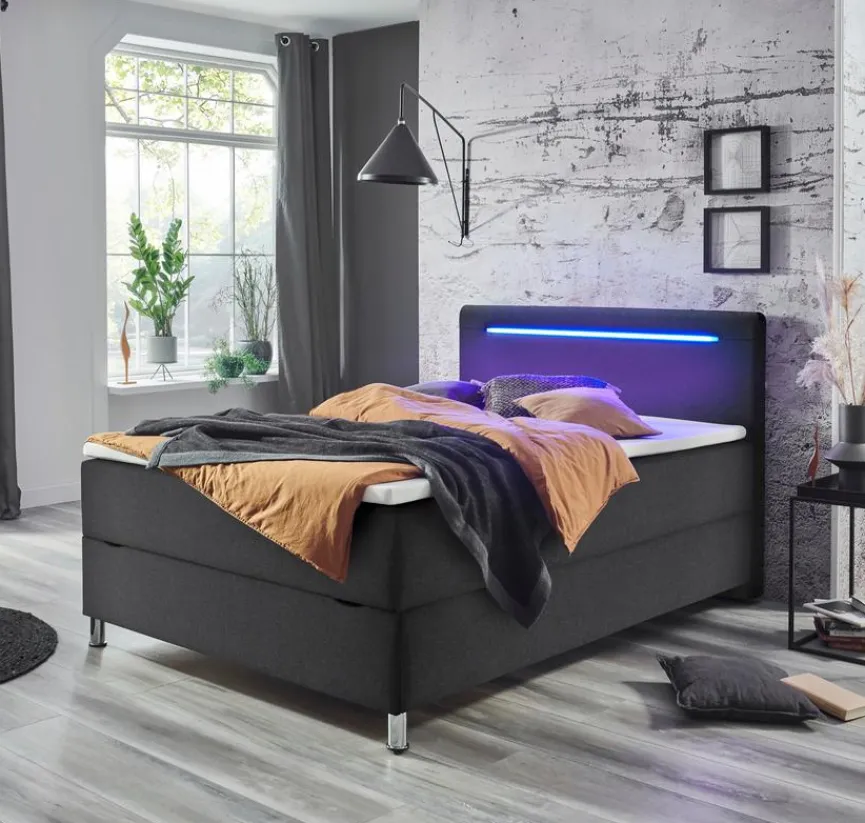 Hot meise.möbel Polsterbett Candela 120 x 200 cm Anthrazit