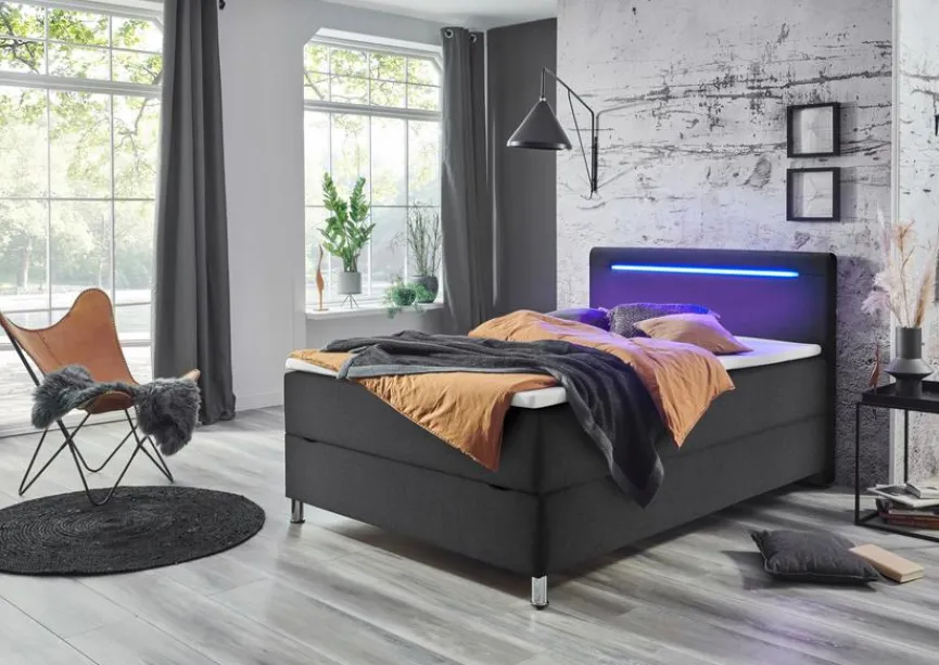 Hot meise.möbel Polsterbett Candela 120 x 200 cm Anthrazit