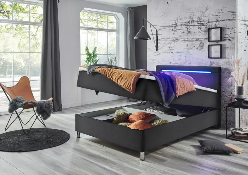 Hot meise.möbel Polsterbett Candela 120 x 200 cm Anthrazit