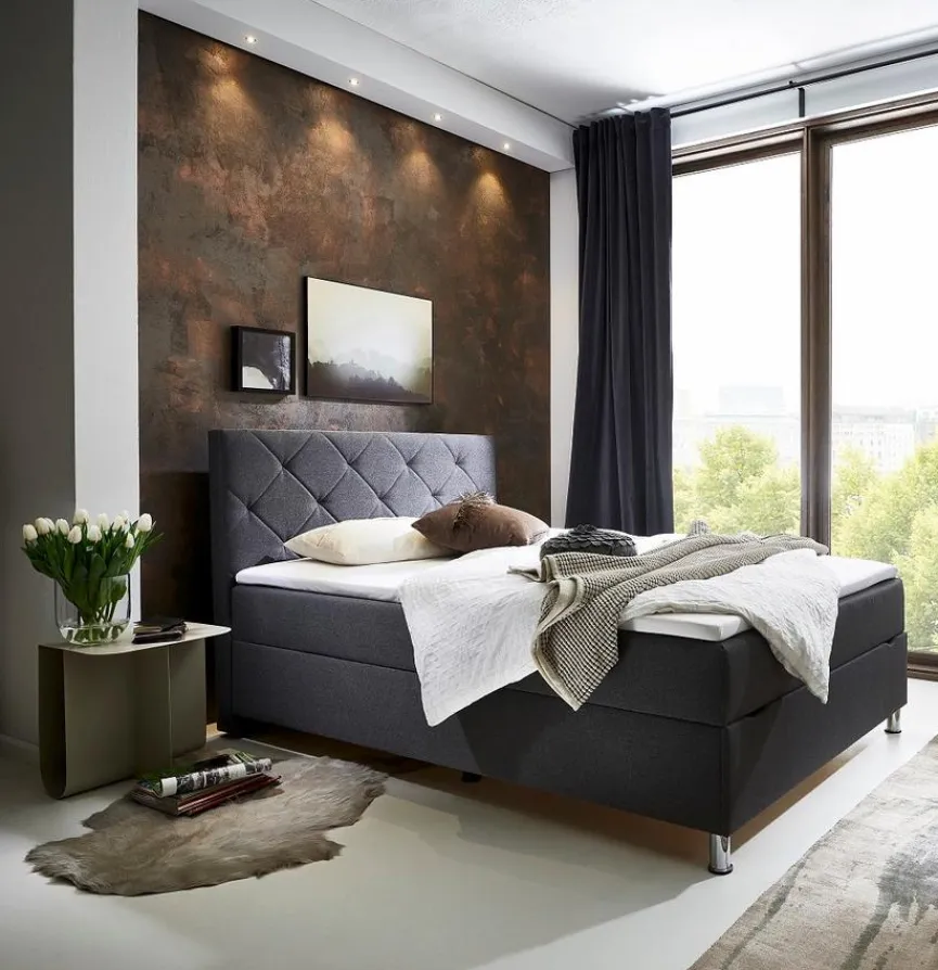 Outlet meise.möbel Polsterbett Leo 140 x 200 cm Anthrazit