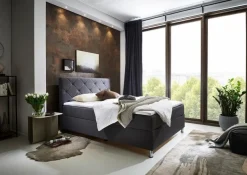 Outlet meise.möbel Polsterbett Leo 140 x 200 cm Anthrazit