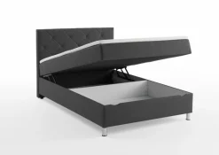 Outlet meise.möbel Polsterbett Leo 140 x 200 cm Anthrazit
