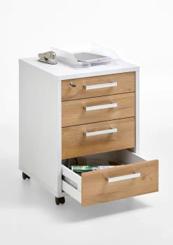 Discount FMD Rollcontainer Calvia Weiß / Eiche