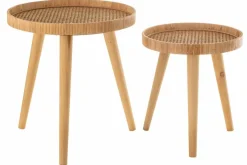 New DAHEIM 2-Satz Beistelltisch Rattan Braun