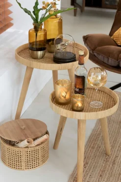 New DAHEIM 2-Satz Beistelltisch Rattan Braun