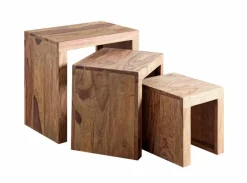 Outlet WOLFMÖBEL 3-Satztisch Yoga Sheesham