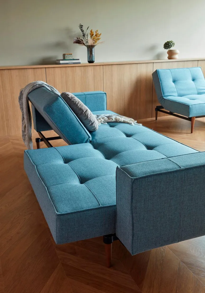 Best INNOVATION LIVING Schlafsofa mit Armlehnen Splitback Styletto dunkel Light Blue