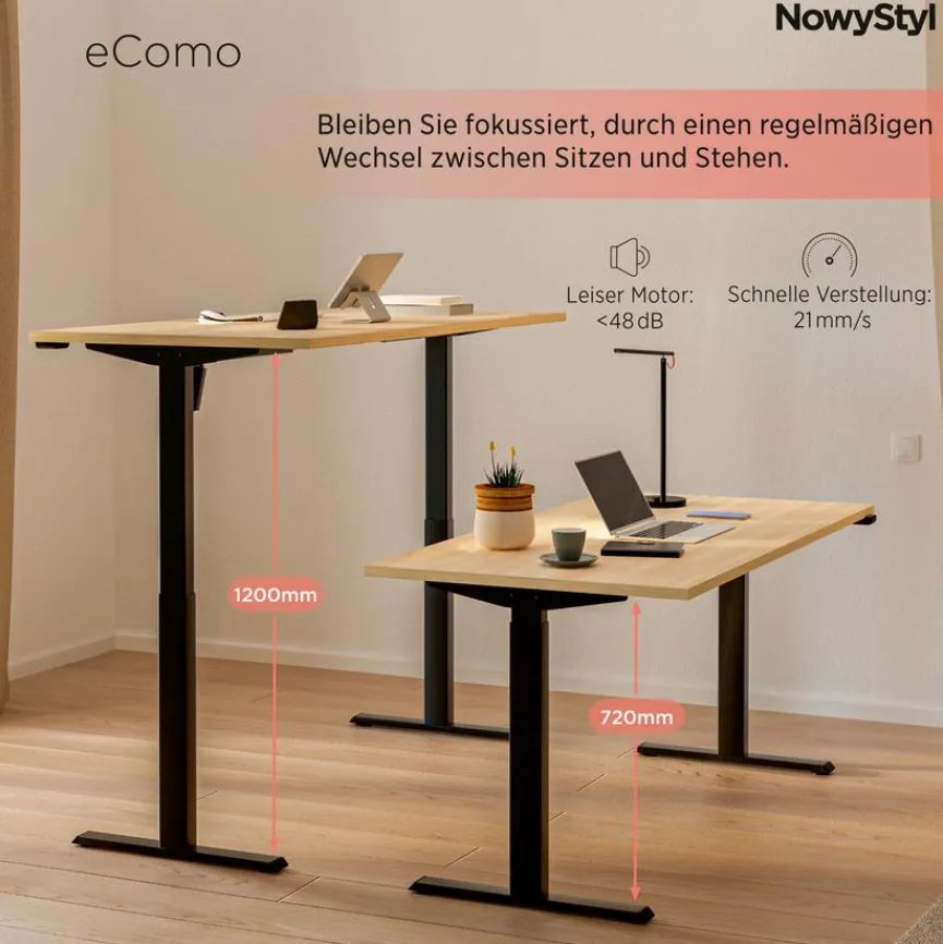 NowyStyl Schreibtisch elektrisch eComo 135 x 65 cm