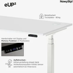 New NowyStyl Schreibtisch elektrisch eUP3 160 x 80 cm Weiß