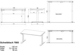 Best Germania Schreibtisch elektrisch Mailand 140 x 80 cm Graphit