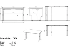 Clearance Germania Schreibtisch Mailand 140 x 80 cm Graphit