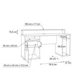New FORTE Schreibtisch Tezaur Schwarz