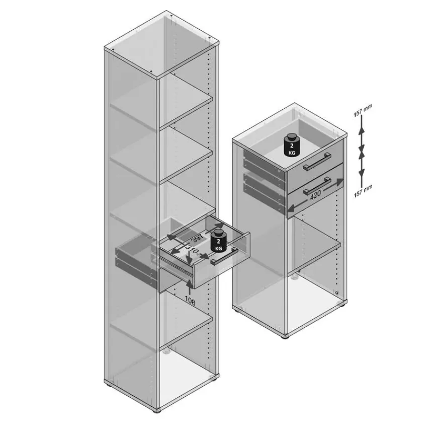Outlet FMD Schubkasten-Set Calvia Weiß