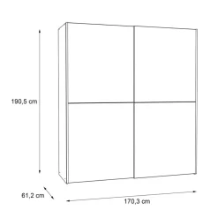 Best FORTE Schwebetürenschrank Dederik 170 x 200 cm Old Wood Vintage