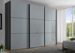 Outlet Staud Schwebetürenschrank Includo-Glas 298 x 222 cm Hellgrau
