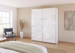 Hot rauch ORANGE Schwebetürenschrank Quadra 181 x 229 cm Weiß / Hochglanz