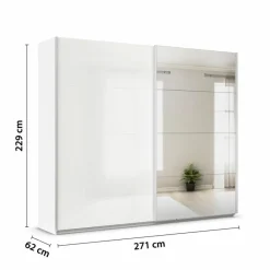 Online rauch ORANGE Schwebetürenschrank Quadra 271 x 229 cm Weiß / Hochglanz