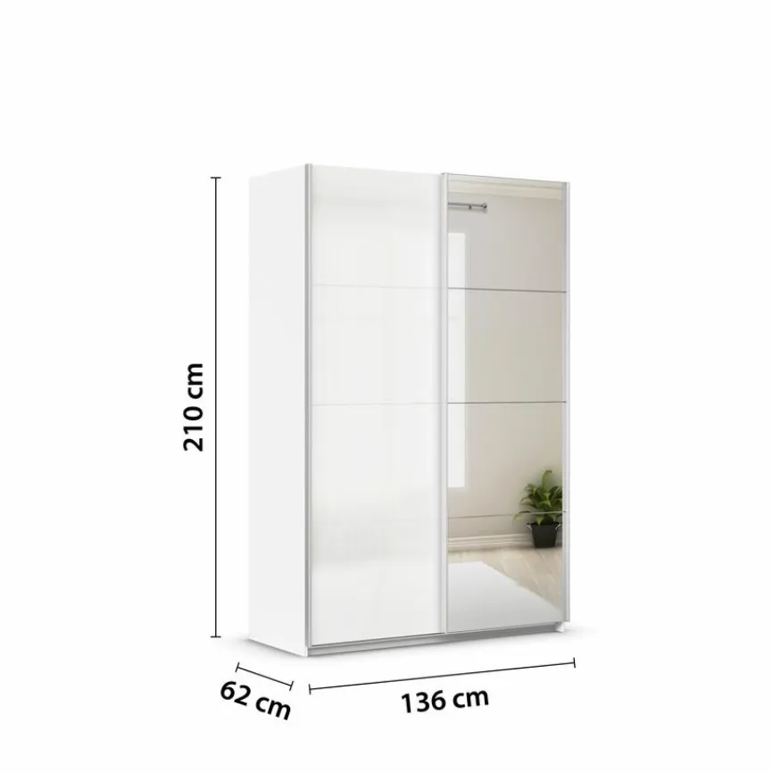 Sale rauch ORANGE Schwebetürenschrank Quadra 136 x 210 cm Weiß