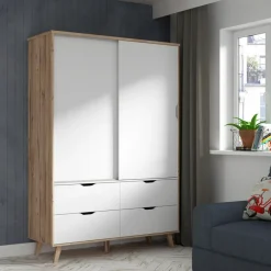 FORTE Schwebetürenschrank Vankka 139 x 202 cm Plankeneiche