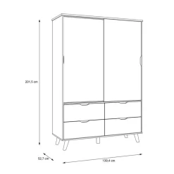 FORTE Schwebetürenschrank Vankka 139 x 202 cm Plankeneiche