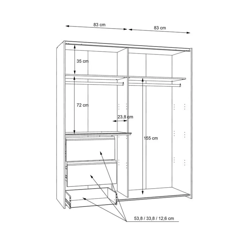 Outlet FORTE Schwebetürenschrank Winn2 170 x 200 cm Weiß