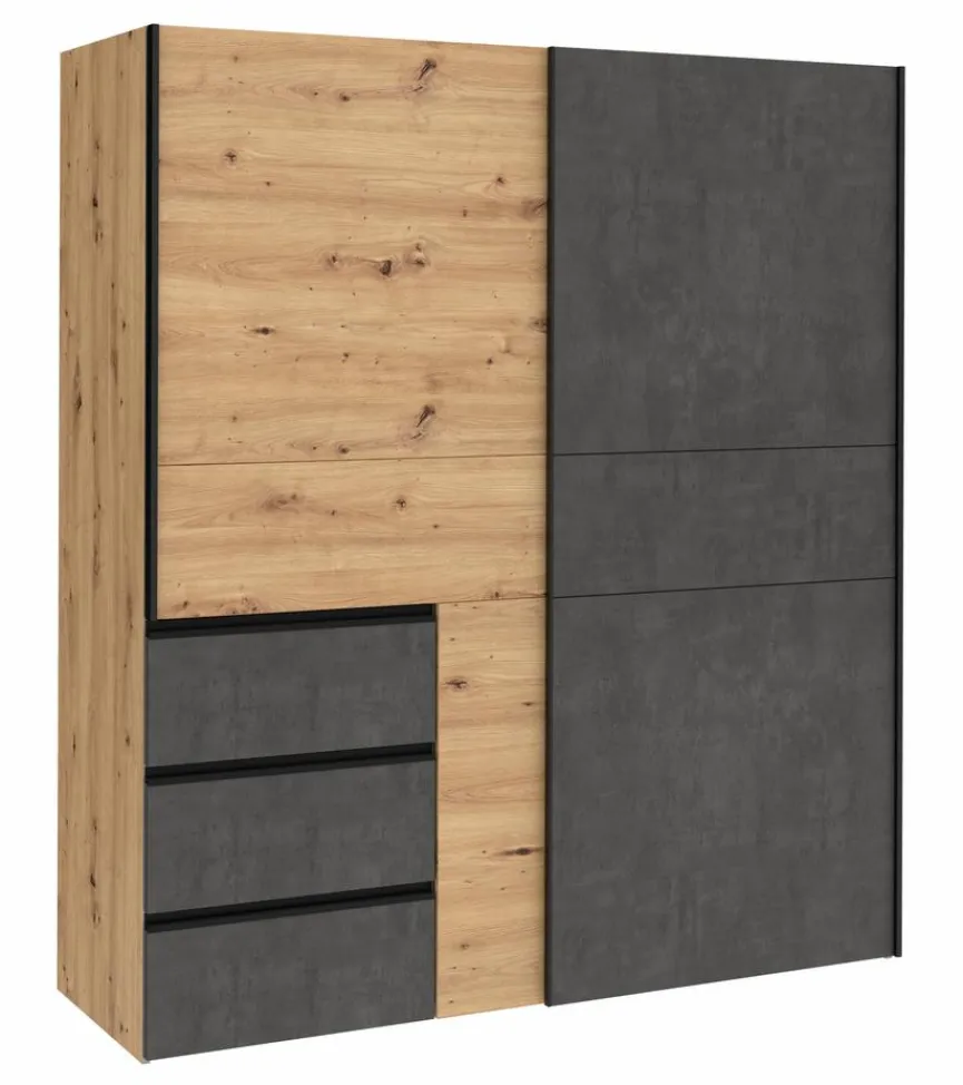 Discount FORTE Schwebetürenschrank Winn2 170 x 200 cm Eiche Artisan