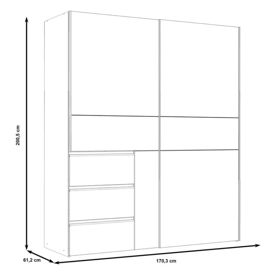 Discount FORTE Schwebetürenschrank Winn2 170 x 200 cm Eiche Artisan