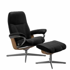Online STRESSLESS Sessel mit Hocker Consul Cross Batick Black