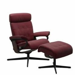 Hot STRESSLESS Sessel mit Hocker Erik Cross Batick Bordeaux