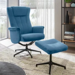 Hot Sessel mit Hocker Linz Blau