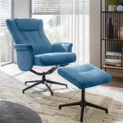 Hot Sessel mit Hocker Linz Blau