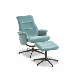 Discount Sessel mit Hocker Mals Blau