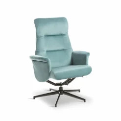 Discount Sessel mit Hocker Mals Blau