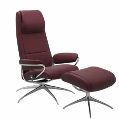 Hot STRESSLESS Sessel mit Hocker Paris Star High Back Batick Bordeaux