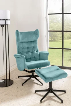 Clearance Sessel mit Hocker Vals Blau