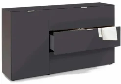 Discount set one by Musterring Sideboard Chicago Anthrazit / Glänzend