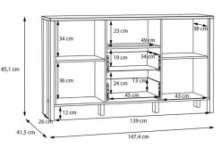 Clearance FORTE Sideboard Saitama Hellgrau