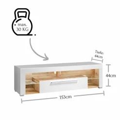 Discount Stolkom TV-Lowboard Goal Weiß